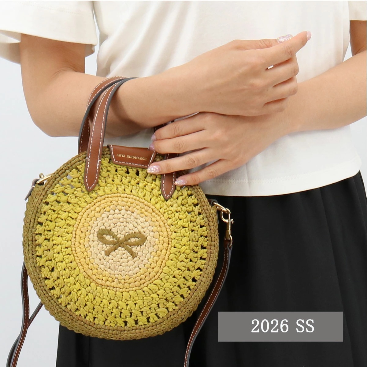 5050925205535 ショルダーバッグ ラフィア・スモール・ラウンド・ボウ・クロスボディ Small Round Bow Tote in