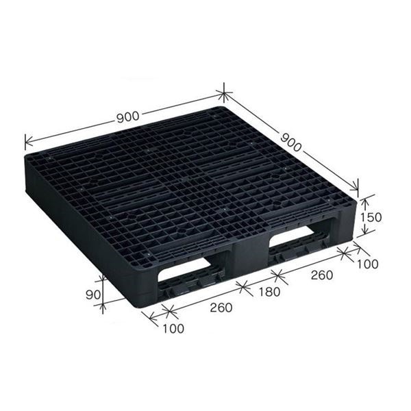 10枚セット 樹脂パレット/軽量パレット JL-D20909 ブラック 材質：再生PP 安全設計