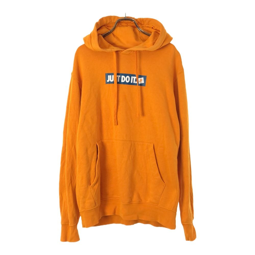 プリントロゴ 長袖 スウェットパーカー M オレンジ プルオーバー トレーナー 裏起毛 メンズ