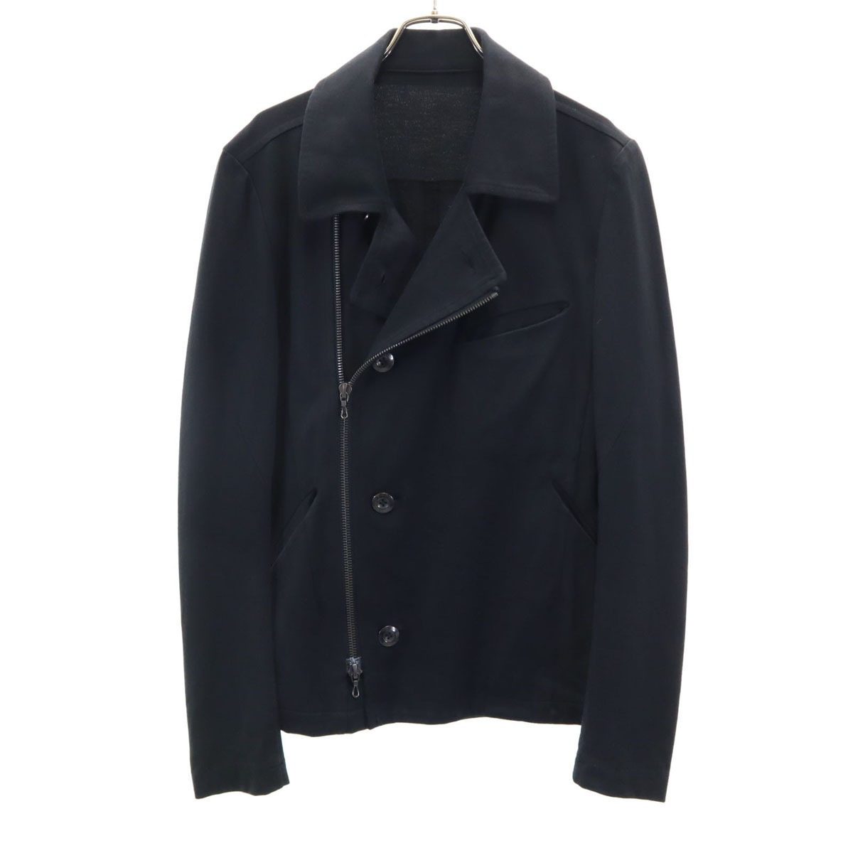 日本製 ウールブレンド ライダース ピーコート 2 黒 メンズ 古着 8,421円