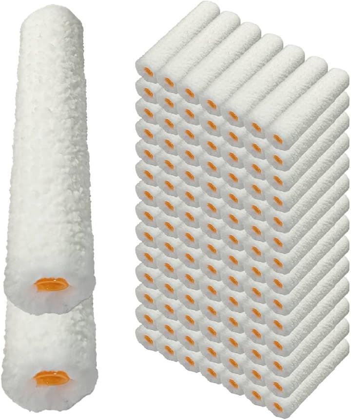 塗装ローラー マイクロファイバー スモール ペイント ペンキ 用品 6インチ 14ミリ 100本(ホワイト, 6インチ 14ミリ 100本)