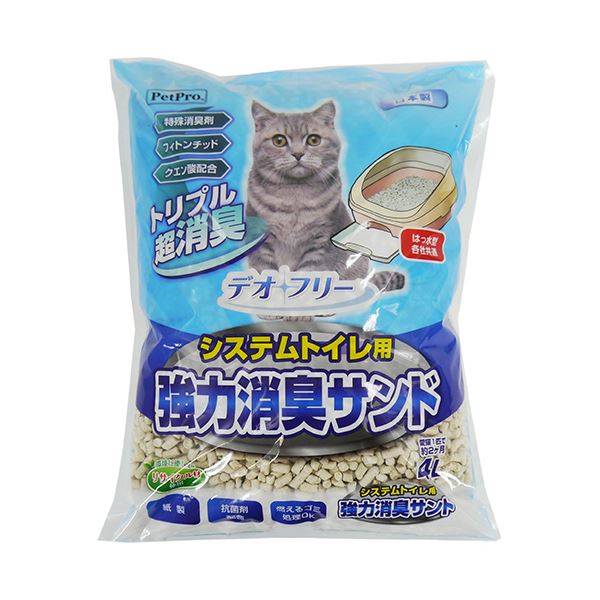 （まとめ） ペットプロジャパン PetPro デオフリー システムトイレ用強力消臭サンド 4L 1パック (×3セット)