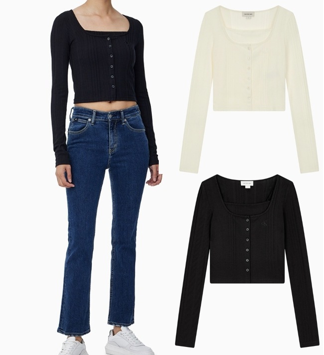 2-in-1 Rib Crop Slim Cardigan