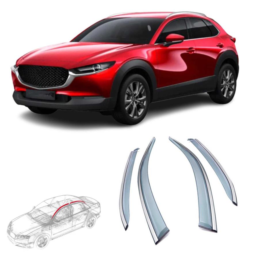 車用サイドバイザー カーレインシールド マツダ 新型 CX-30 cx30 DM系(2019年10月) 専用 ドアバイザー サイドバイザー 車種専用設計 雨避け 日避け トリムカバ