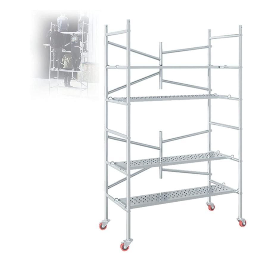 【2枚購入で100円OFF】高所作業台 作業用踏台 足場台 移動式作業台 折りたたみ式足場 作業用階段 足場板 太い鋼管 耐荷重500kg 軽量 持ち運び便利 360回転 キャスター付き 簡単な組
