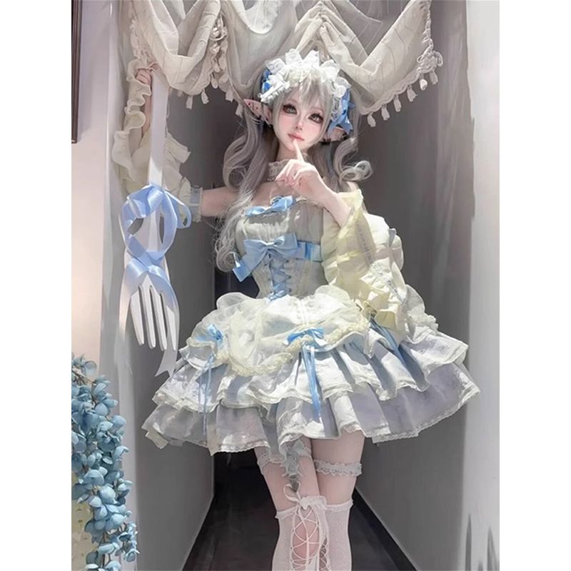 甘辛い純欲優しいバレエ風誕生日lolitaワンピース女性ロリータサスペンダー蓬蓬スカートプリンセススカート