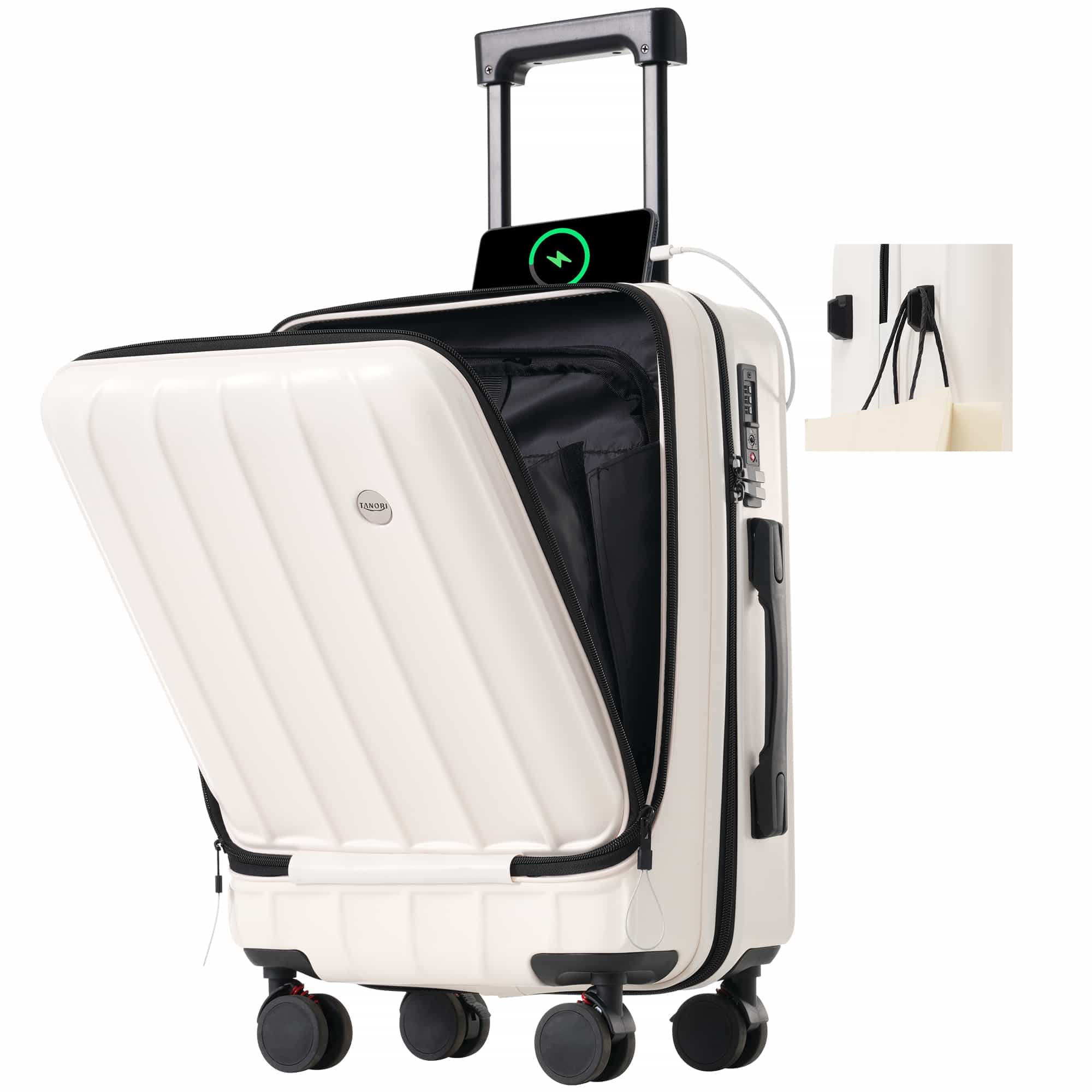 スーツケース S/M/L サイズ フロントオープン 機内持込み キャリーケース 2泊3日 キャリーバッグ　前開き USBポート PC収納 フック付き 超軽量 ストッパー付き TSAローク搭載 旅行 出