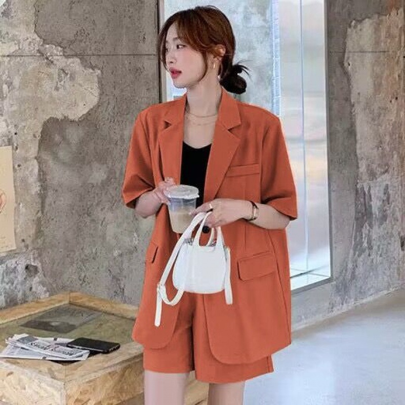 【1点ご購入 で10点プレゼントいたします】港の雰囲気風エレガント半袖ミニスーツレディース感スーツコート女