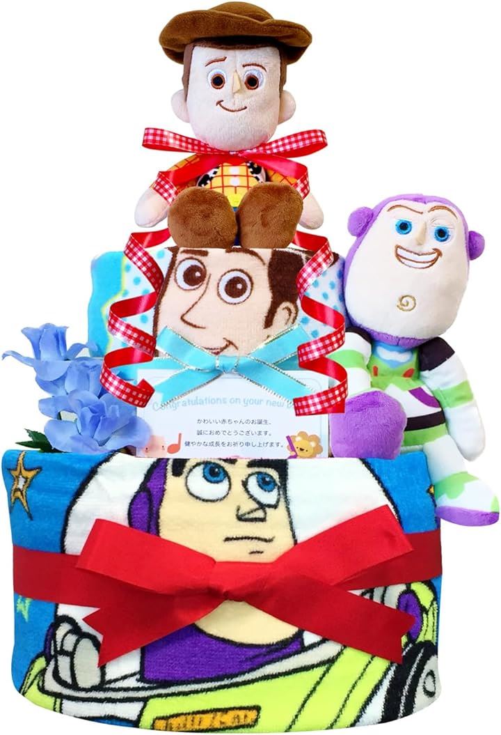 おむつケーキ 男の子 女の子 出産祝い 赤ちゃん 誕生日 ベビーシャワー ギフト(イエロー, 2段Sサイズ)