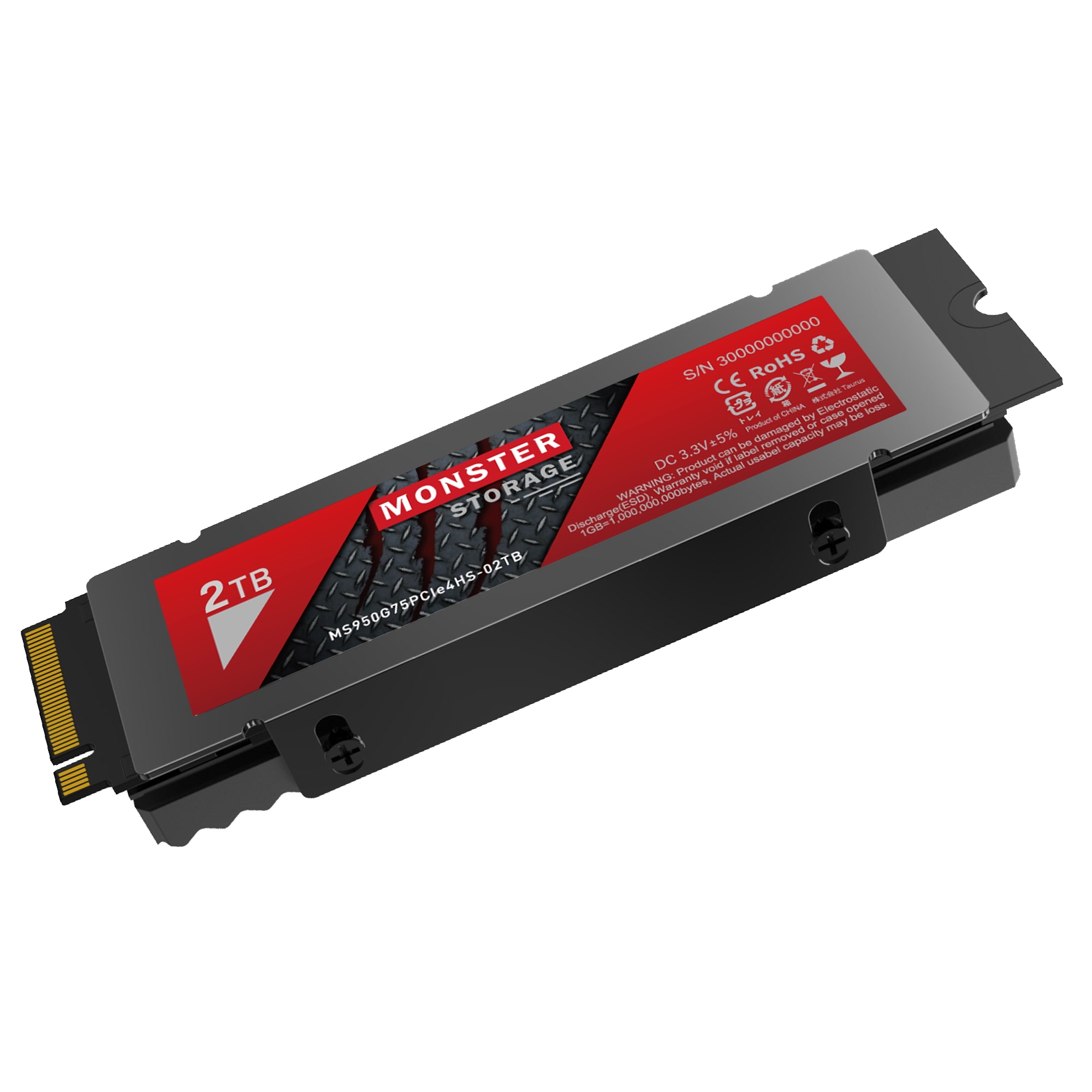 Monster Storage 2TB NVMe SSD PCIe Gen 4x4 最大読込: 7,000MB/s PS5確認済み M.2 Type 2280 MS950G75PCIe4HS-02TB 18,834円