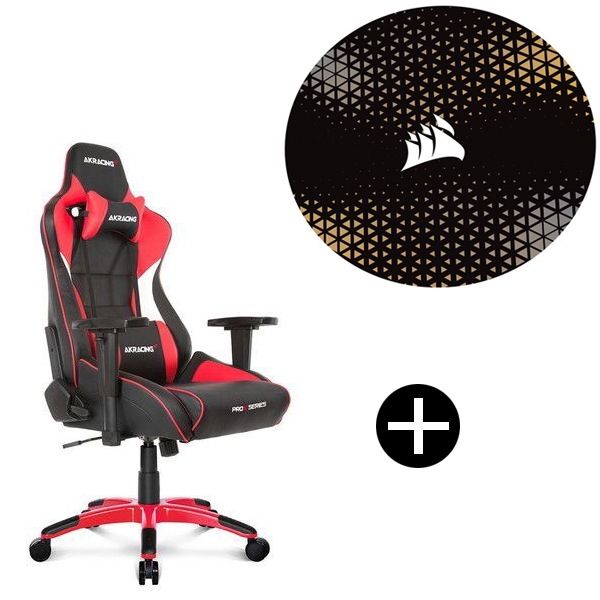 AKRacing PRO-X/RED/V2 レッド ゲーミングチェア + Corsairチェアマット セット