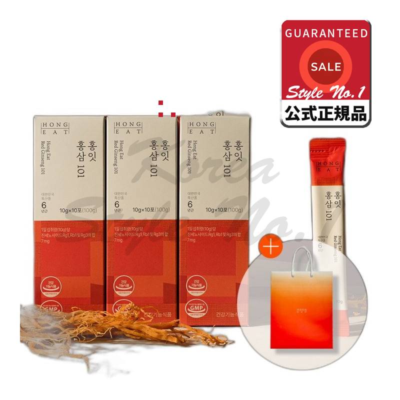 紅一紅参101プレミアムスティック30砲（国内産6年根紅参1包あたりジンセノサイド7mg）1セット