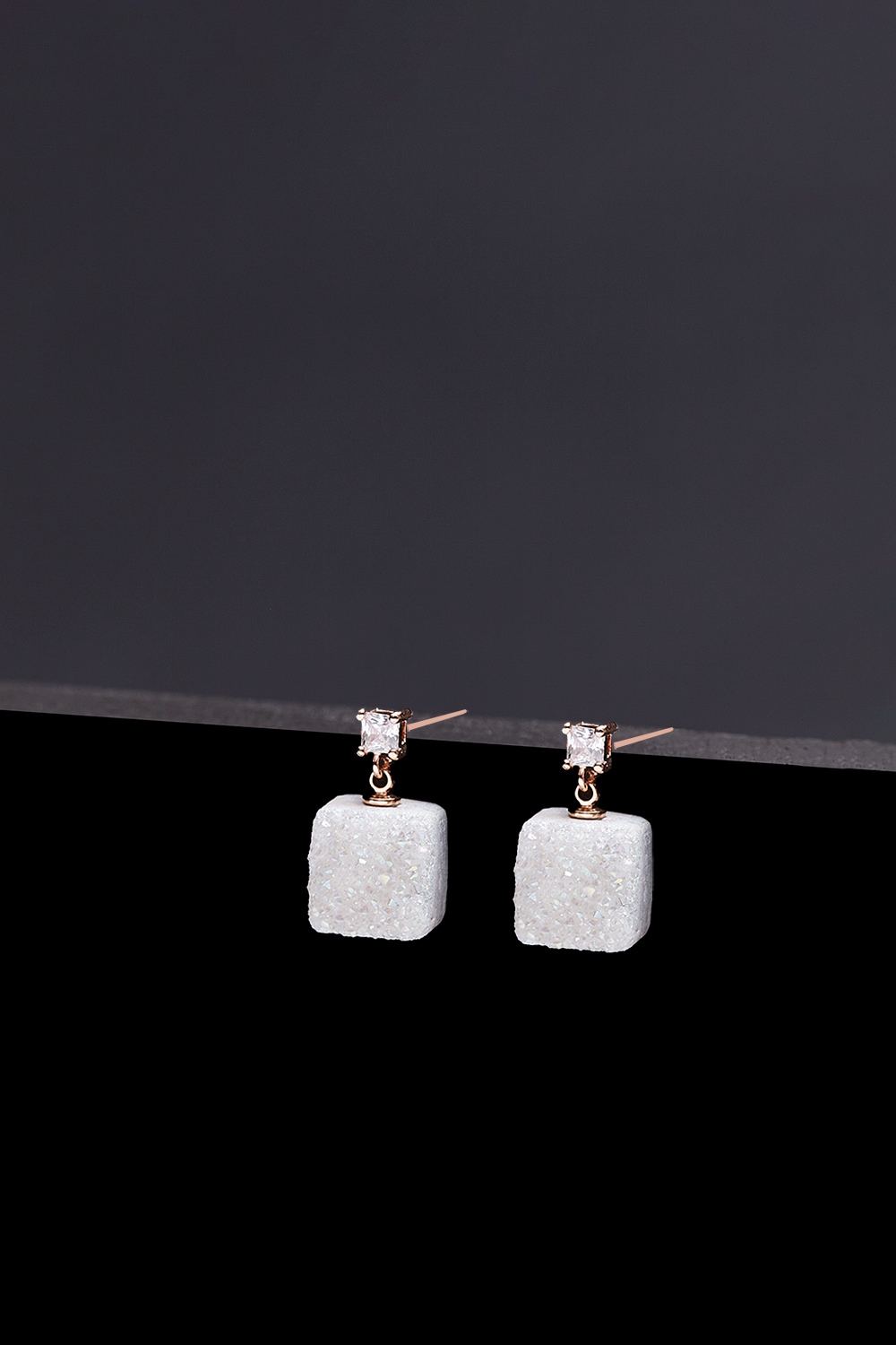 10mm White Druzy Agate Earrings [Option-ｱﾍﾂ Earclip]