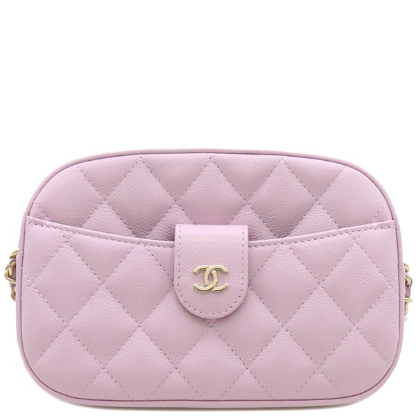 シャネル CHANEL ショルダーバッグ チェーンクラッチ キャビアスキン ピンク ゴールド金具 マトラッセ チェーンショルダー ミニバッグ C5****** 【箱】【中古】