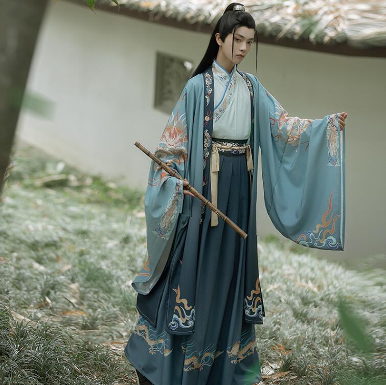 男女兼用漢服唐装　2点セット/3点セット　豪華唐装漢服　羽織コート　カップル中華振袖漢服　ロング丈スカート　振袖中華古風コスプレ衣装　イベント　メンズレディースチャイナ舞台ステージ服　ハロウィン　クリ