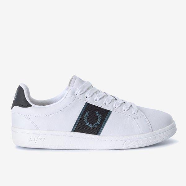 男女兼用 (FRED PERRY) B721 レザー ブランド ウェビング ホワイト レザー スニーカー SFPU2336304 U55
