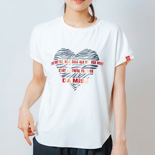ハートゼブラ Tシャツ 半袖 フィットネス ウィメンズ 1534-1615-WHT