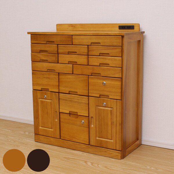 FAX台 多段収納チェスト 桐製 鍵付 幅72cm