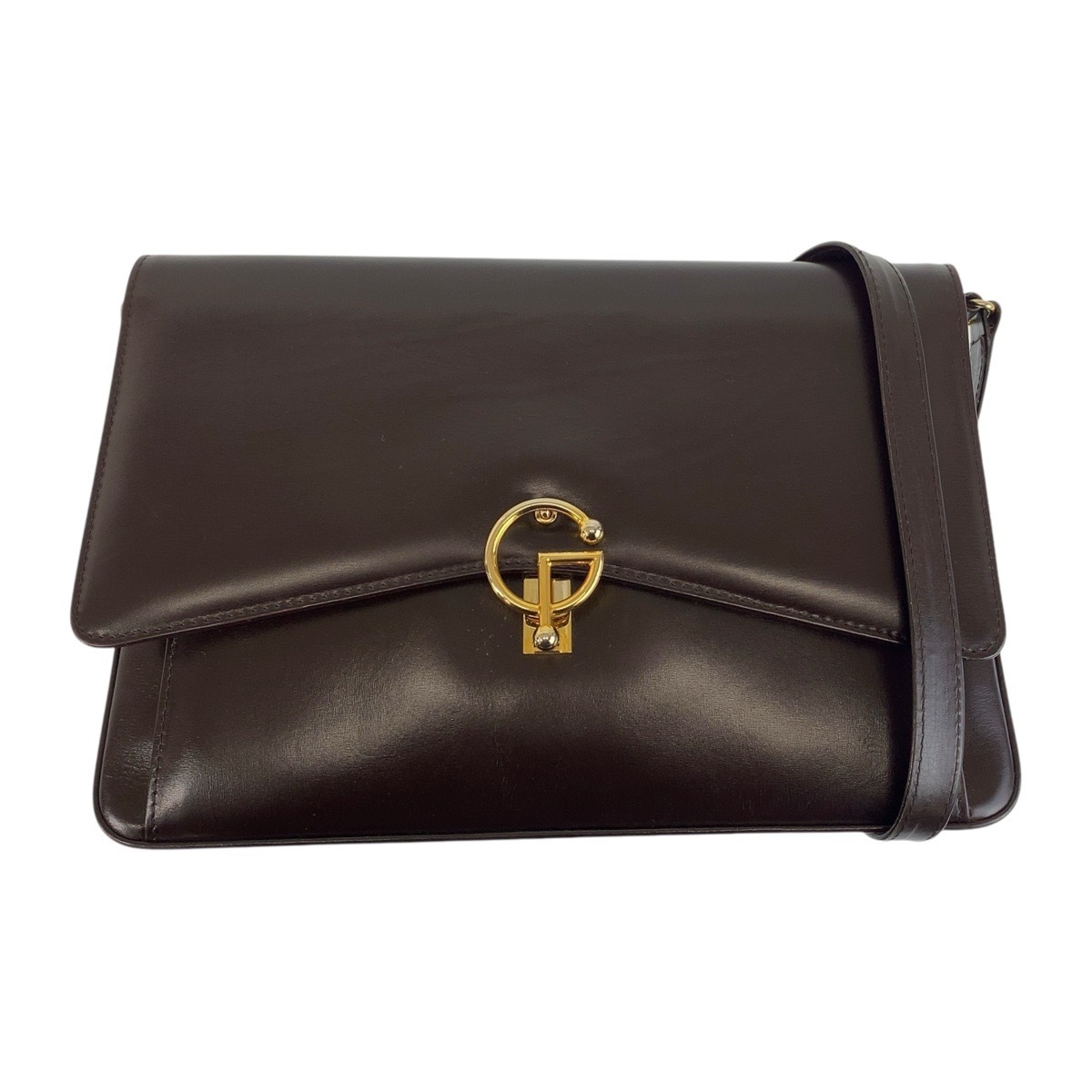 美品 ヴィンテージ ブラウン ゴールド金具 レザー ショルダーバッグ メッセンジャーバッグ レディース 409954