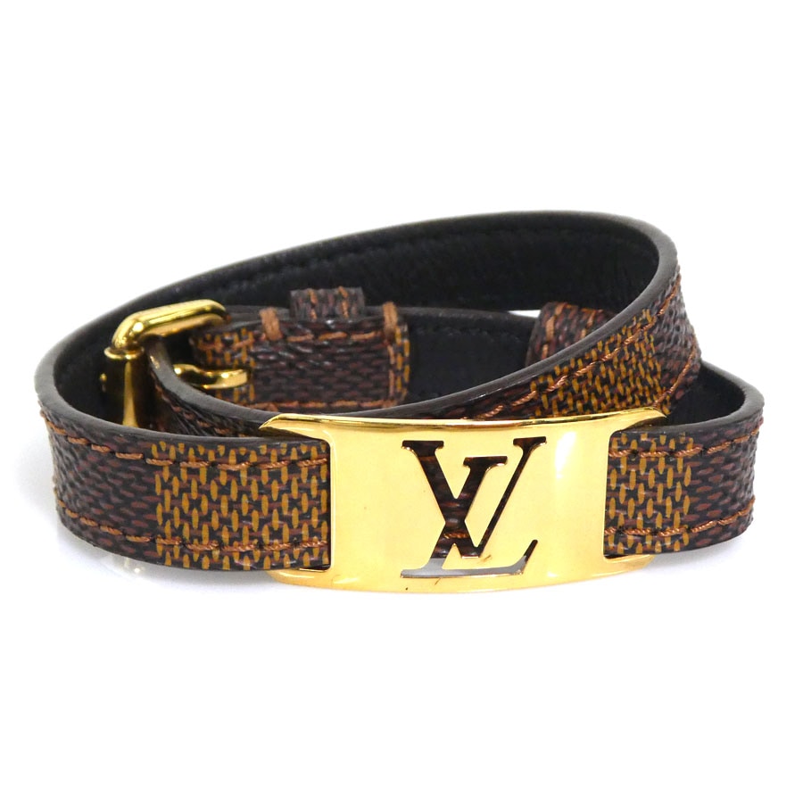 ルイ ヴィトン LOUIS VUITTON ブレスレット ダミエ ブラスレ サインイット ダミエキャンバス/メタル ブラウン/ゴールド レディース M6623E e60390a