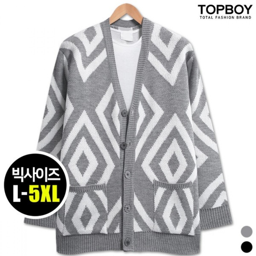 (トップボーイ) ダイヤモンドポケット Yネックカーディガン (KJS073)