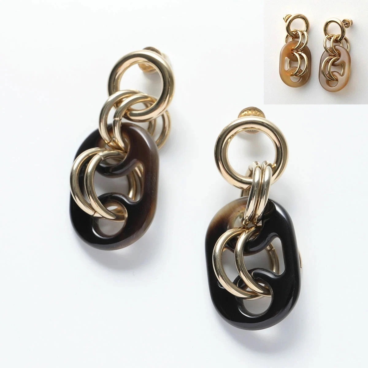 HERMES エルメス ピアス シェーヌダンクル エウリュディケー ユリディス Eurydice PM 057080FD バッファローホーン メタル カラー2色