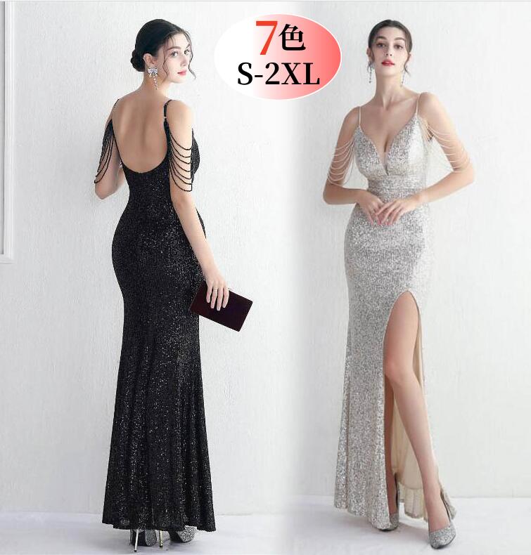 パーティードレス キャミ ワンピース ドレス ロングドレス 披露宴 二次会 イブニングドレス キャバドレス タイトワンピース スリット入り マーメイド ドレス 女性 30代 40代 50代 結婚式 演 5,796円
