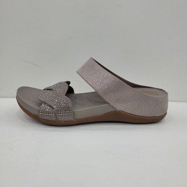 女性用 履きやすい宝石ディテールのミュールスリッパ YACMSD727GY_US