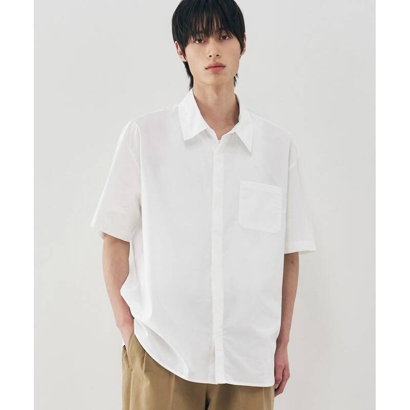 DRAW FIT ペーパーコットン オーバーフィット ハーフシャツ [WHITE] DFSH4204WH 403461