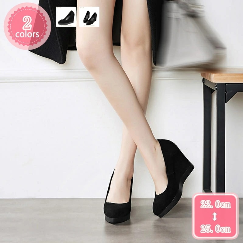 2000円OFFクーポン 3レディース スエード コンフォート パンプス 痛くない 厚底パンプス 柔らかい クッション ぺたんこ ハイヒールパンプス 走れるパンプス ウエッジソールパンプス 秋冬春夏