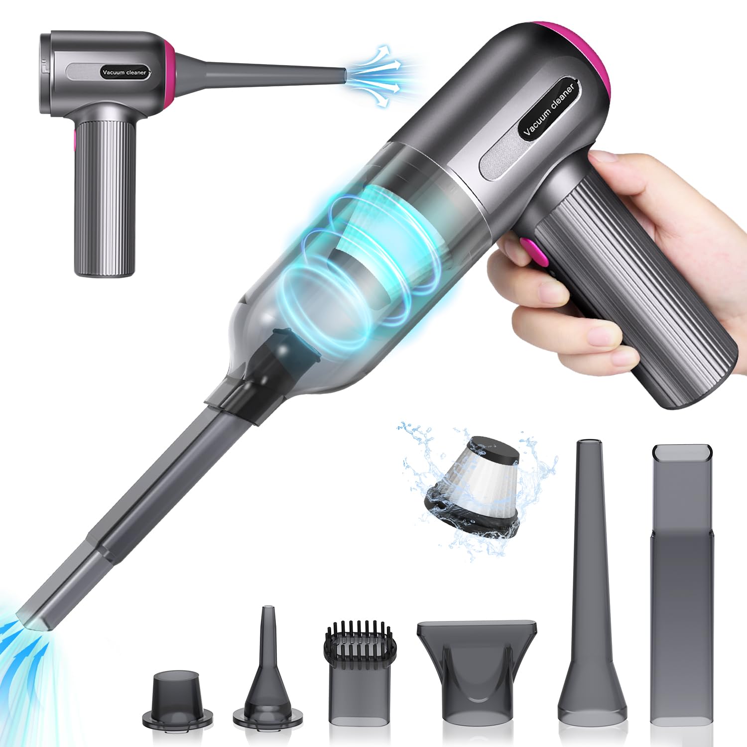 ハンディクリーナー 【2in1 吹き出し＆吸い込む 】車用掃除機 コードレス ハンディ掃除機 リーナー 強力吸引 大容量バッテリー 車用 カークリーナー Type-C USB充電式 小型掃除機 人気