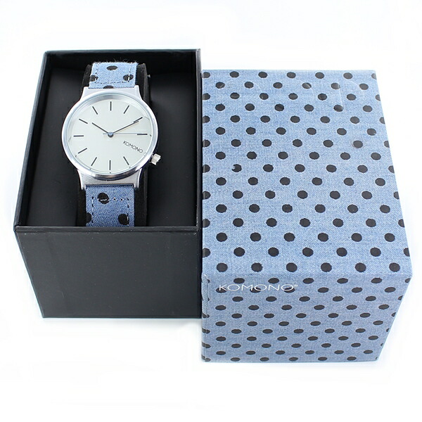 KOMONO コモノ 時計 レディース 腕時計 手表 ウィザードプリント アート シルバー 水玉 ブルー かわいい KOM-W1822 誕生日プレゼント ポイント消化