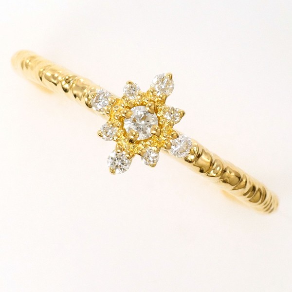 K18 18金 YG イエローゴールド リング 指輪 10号 ダイヤ 0.09 ジュエリー 中古