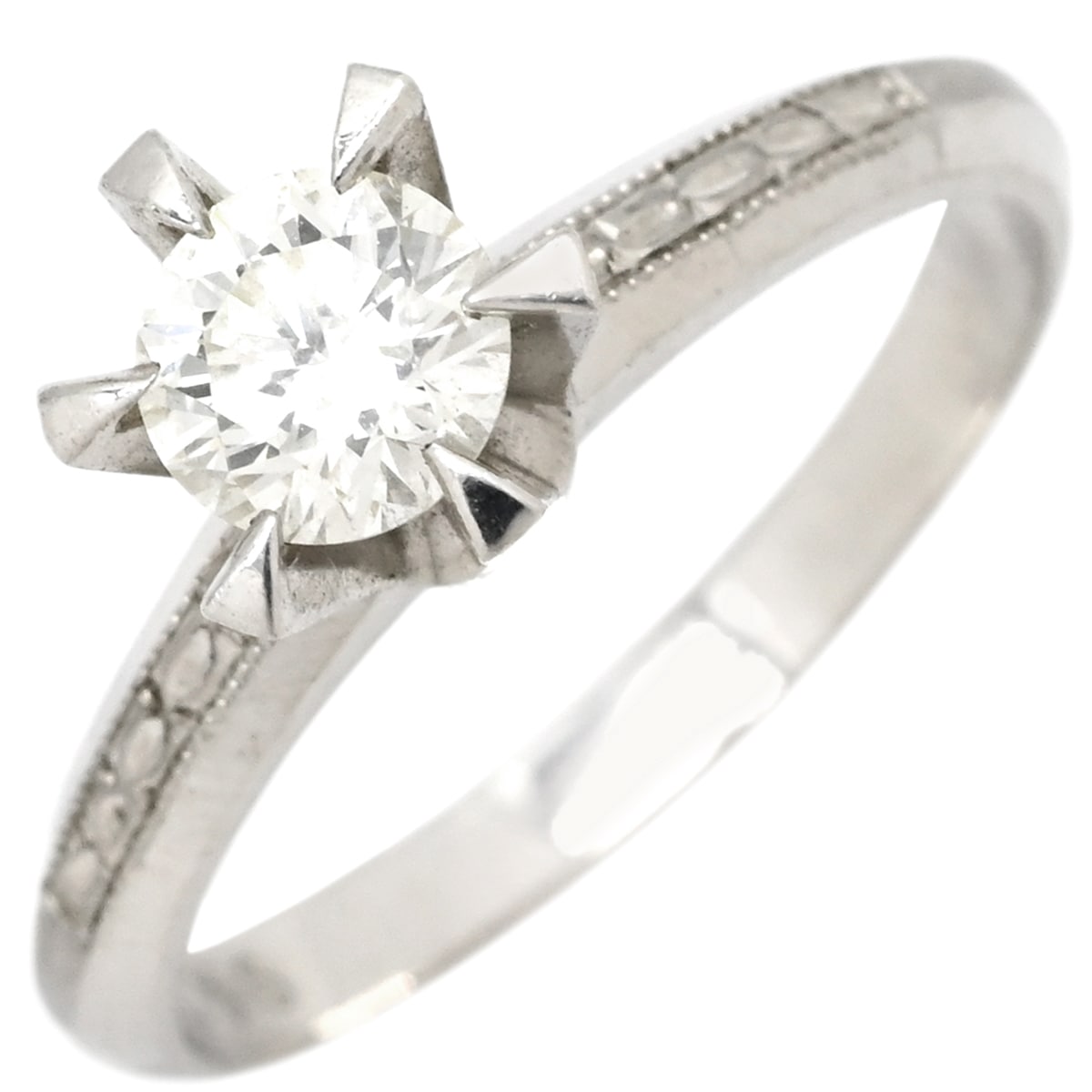 リング 指輪 ダイヤモンド 0.56ct 立爪 プラチナシルバー 1石 1粒 プラチナ ブリリアントカット 13.5号【中古】