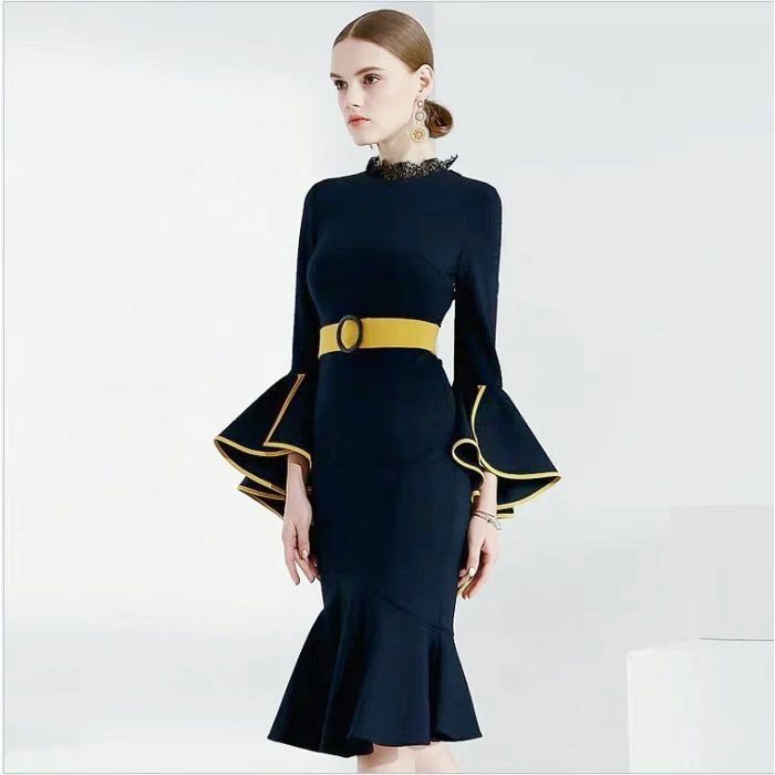 ドレス ワンピース 総レース ハイネック 結婚式 二次会 ミニ　袖あり 長袖 20代 30代 白ホワイト黒ブラック S/M/L/XL/3L 8,606円