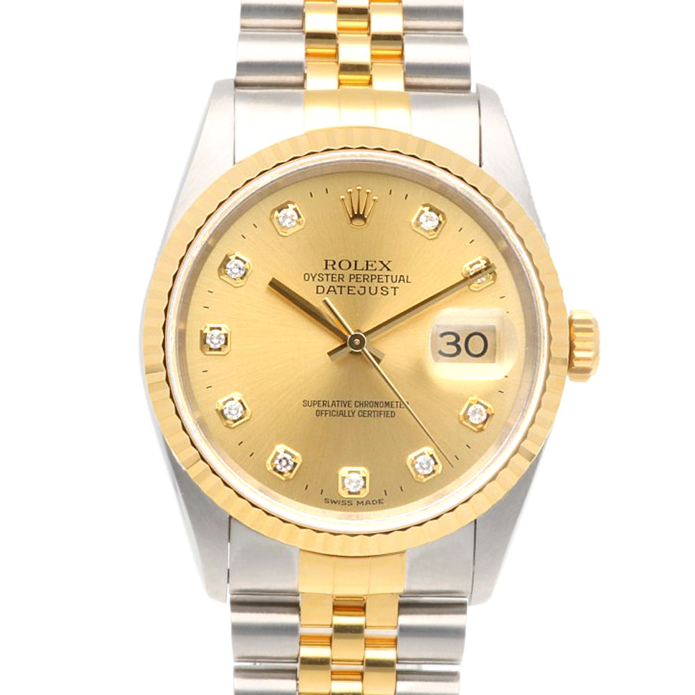 ロレックス デイトジャスト オイスターパーペチュアル 腕時計 ステンレススチール 16233G 自動巻き 1年保証 ROLEX 中古 484,000円