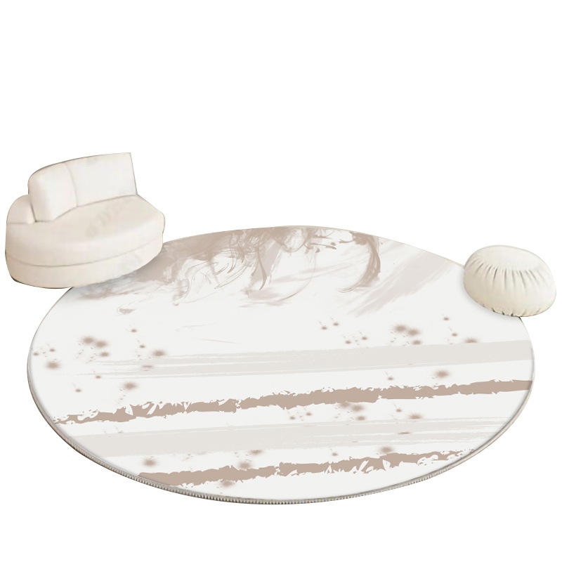 カシミヤの円形カーペットをシンプルに模倣した寝室厚手ベッドサイドソファティーカーペットストライプフローリング窓用床マット直径160cm