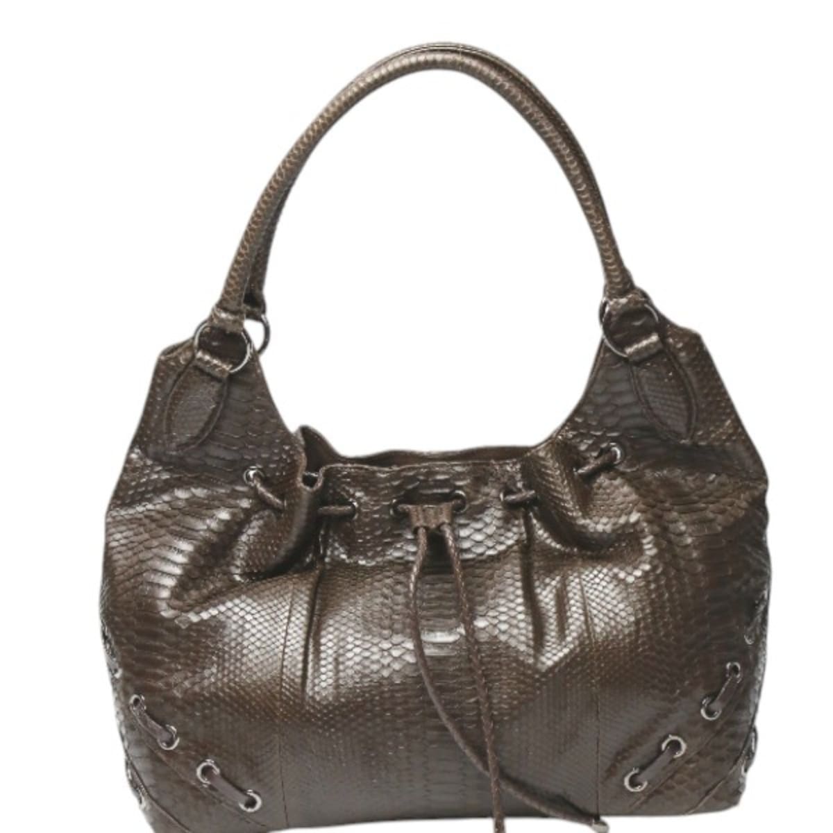 パイソンLB2029 高級本革使用 トートバッグ ダイヤモンドパイソン ニコチン