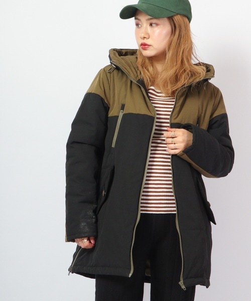 ダウン ダウンジャケット a.n.l バイカラーコート レディース