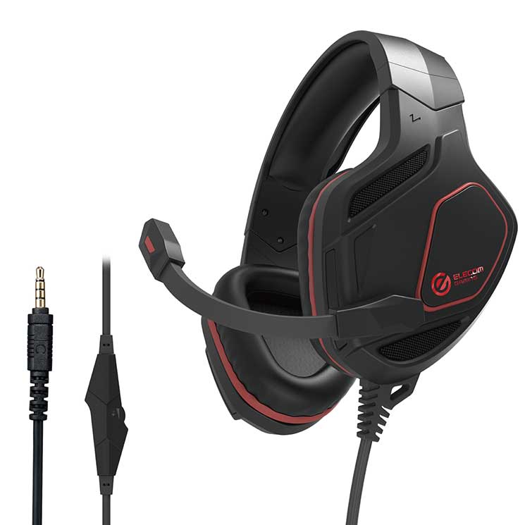 ゲーミングヘッドセット 有線 50mmドライバ 跳ね上げミュート 変換ケーブル付 マイク付 4極 φ3.5mm 3極2