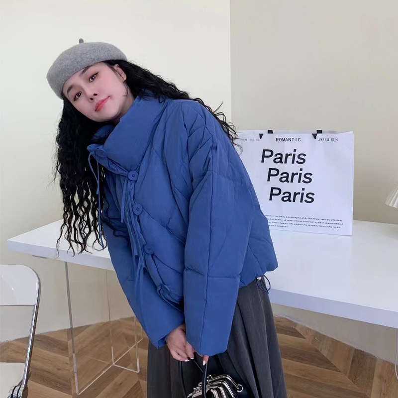 レディースショートダウンジャケット2024新作韓国風スタンドカラースイートニッチデザインタッセルボタンホワイトダックダウンジャケット