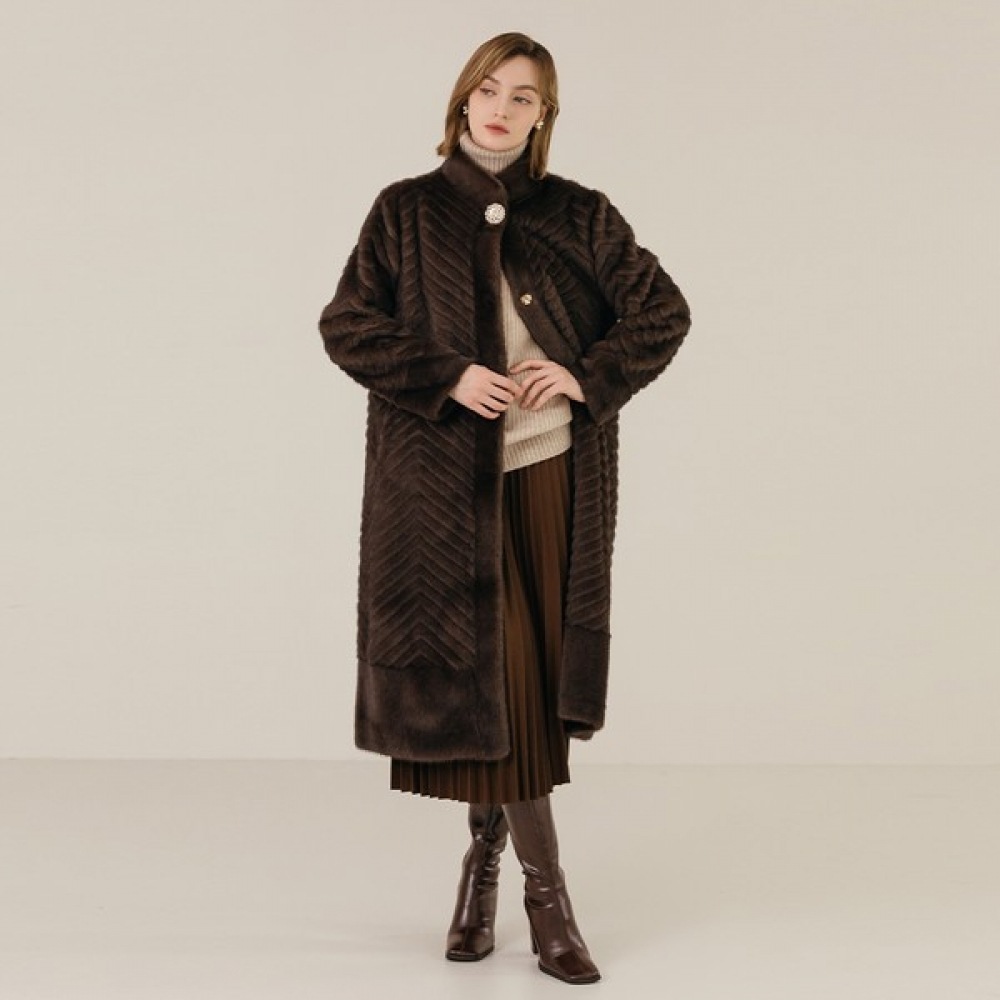 （マックスカルティッジオ）マキシハイネックファーロングコート