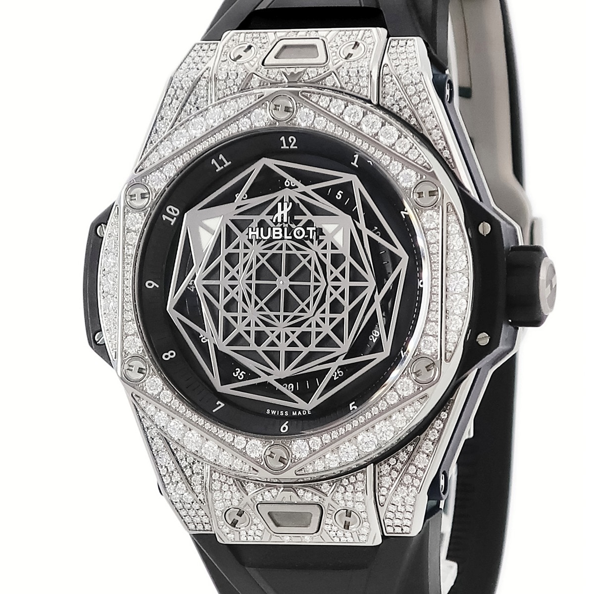 ビッグバン ウニコ サンブルー チタニウム パヴェ 415.NX.1112.VR.1704.MXM17 自動巻き メンズ 純正ダイヤ 黒 3年保証 912,065円