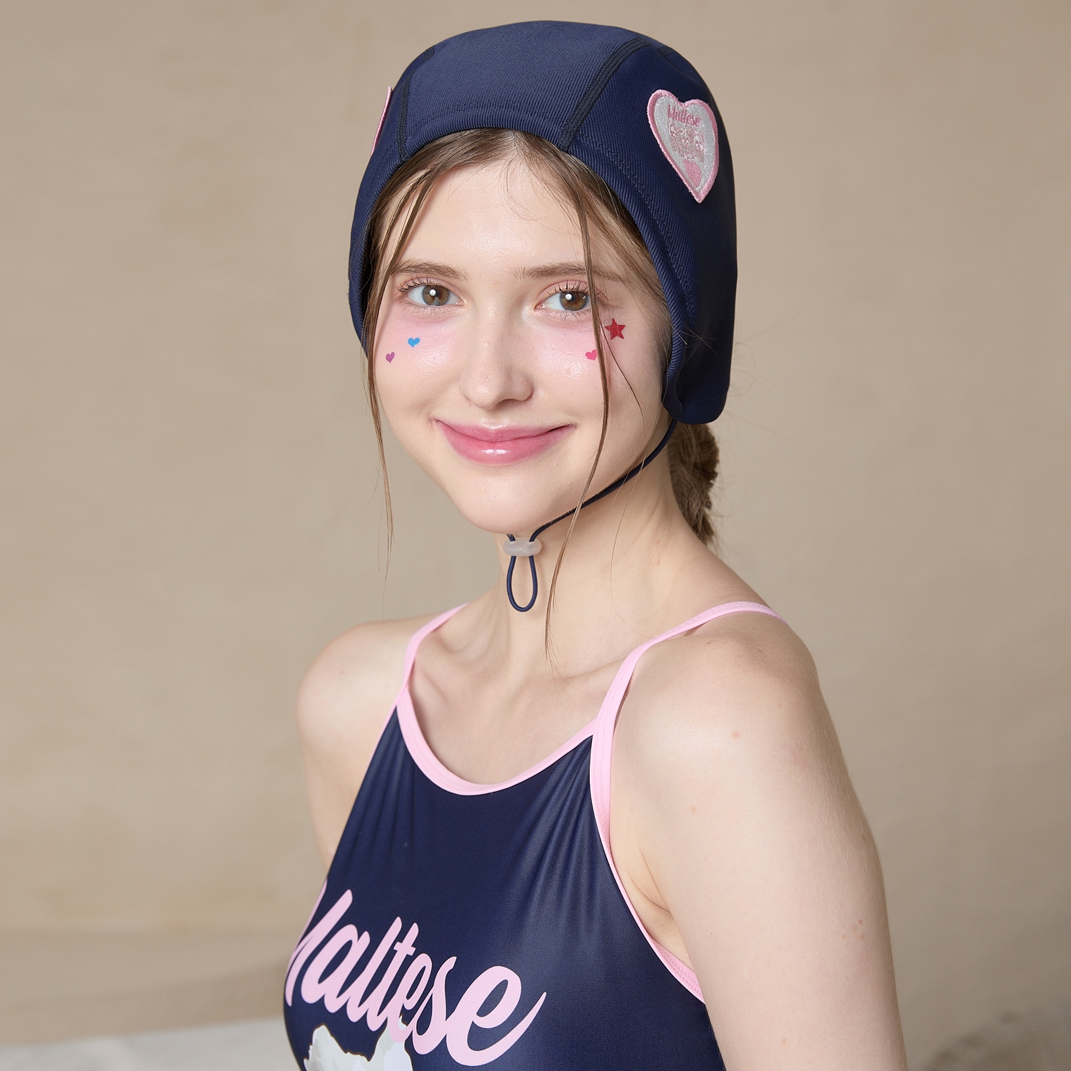 Heart Maltese Swimming Cap NAVY