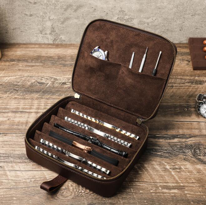 特売セール父の日 腕時計ベルト収納ケース 本革 牛革 復古 時計ケース 6本用 長方形 ウオッチケース 収納ボックス コレクションケース 持ち運び 便利コンパクト プレゼント 見せる収納 メンズ 高級 5,065円