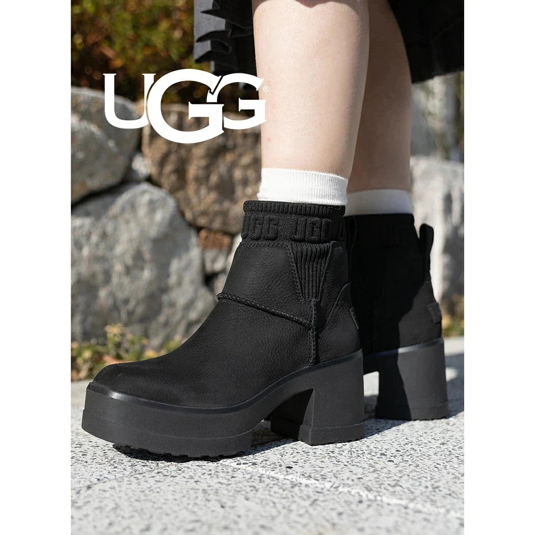 UGG アグ モクシー チェルシー ブーツ スニーカー W MOXY CHELSEA BLACK ( ブラック 黒 レザーブーツ 厚底 ヒール サイドゴア スエード レディース 1171475BLK