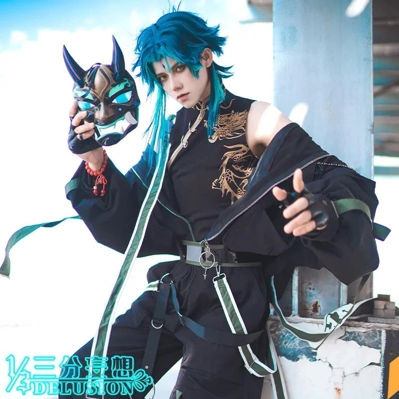 和服コスチュームコスチューム原神 セットアップ 【本物】 三眼五显仙人 【降魔大圣】 しょう 魈 コスプレ 帯付き Genshin 上下セット 男女兼用