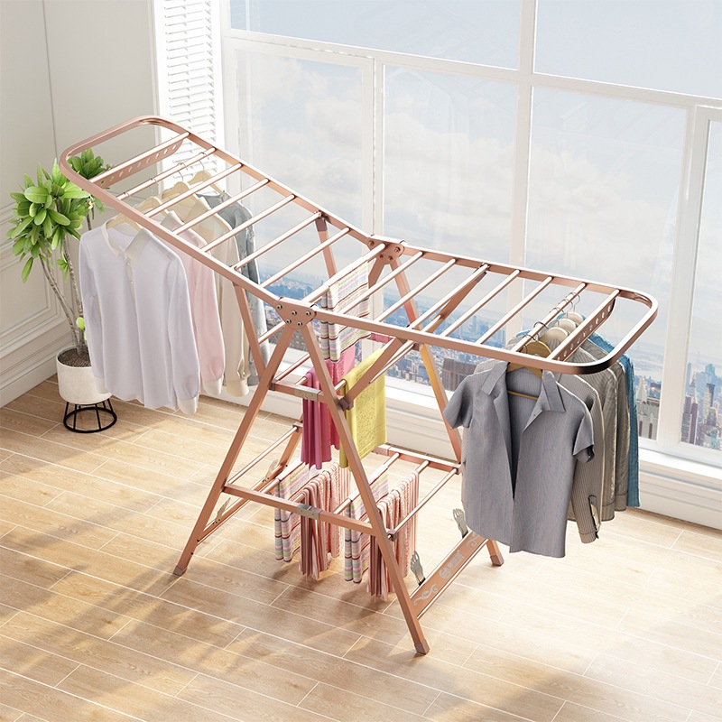 アルミニウム合金物干しラック床置き折りたたみ屋内および屋外バルコニー翼型衣類ラック寝室の衣類ラック衣類乾燥ラック家庭用