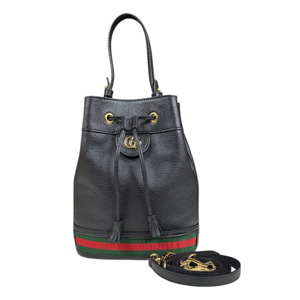 グッチ GGスモールバゲット オフィディア ショルダーバッグ レザー 610846 ブラック GUCCI 中古