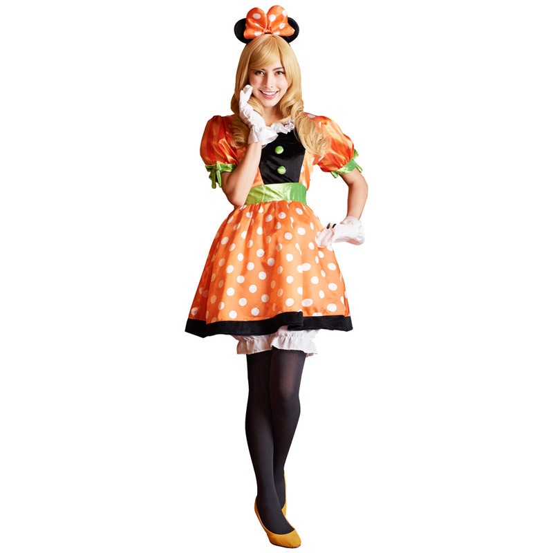 コスプレ 仮装 大人用パンプキンミニー 【 コスプレ 衣装 ハロウィン 仮装 コスチューム ディズニー グッズ 公式 余興 女性用 正規ライセンス品 パーティーグッズ レディース 】